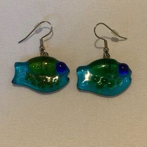 Artisan Created Glass Fish Earrings
